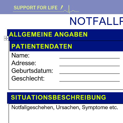 Support for life Protokoll